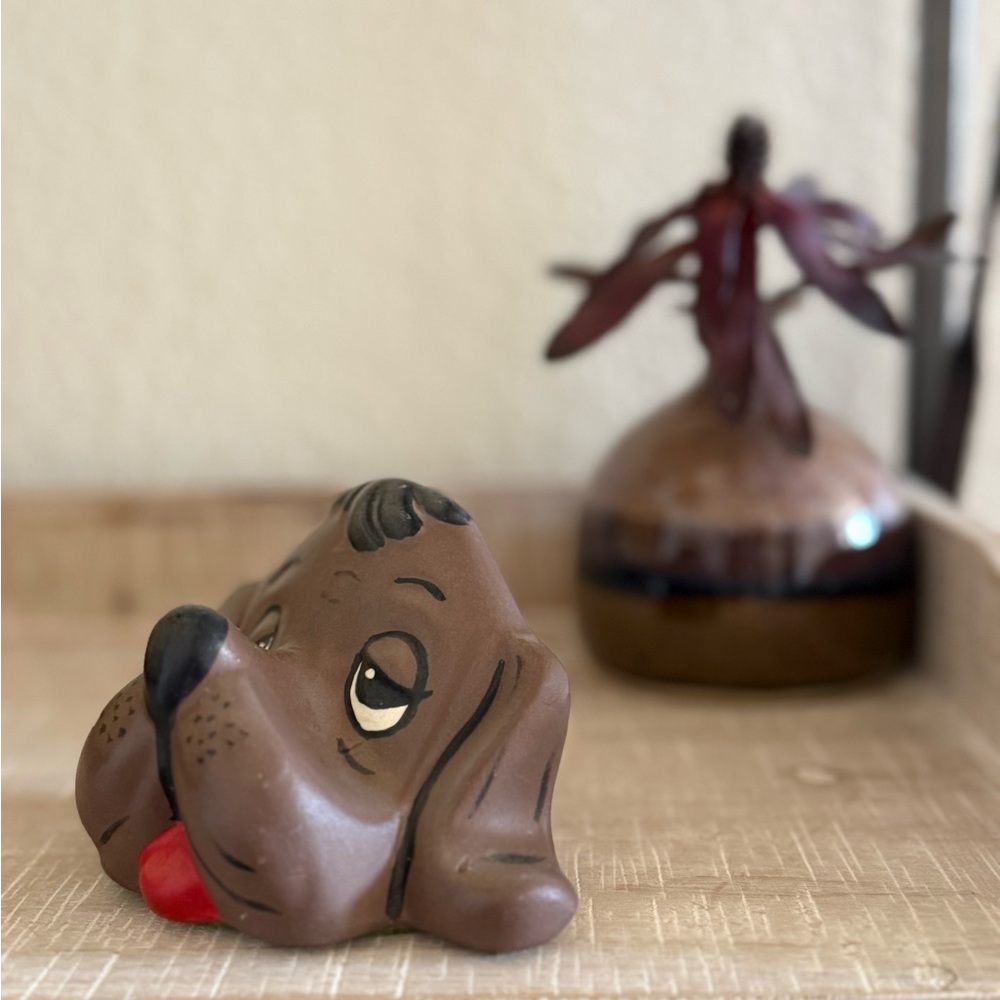 Vintage Brown Dog Head Ceramic Glasses Holder - Picture 3 of 9